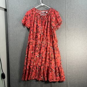 Canyon Retreat Regular Flutter Sleeve Dress w/ Tassel Clay Red, Large